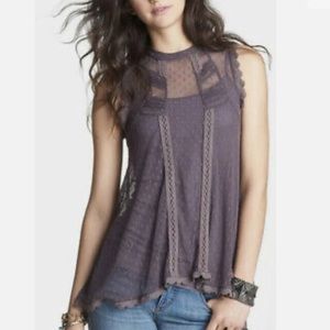 Free People dark purple mesh tank top